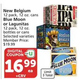 Albertsons New Belgium 12 pack, 12 oz. cans Blue Moon or Lagunitas 12 pack, 12 oz. bottles or cans offer