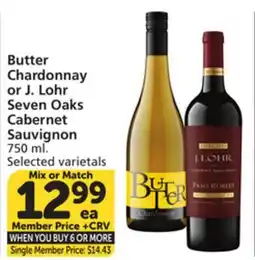 Albertsons Butter Chardonnay or J. Lohr Seven Oaks Cabernet Sauvignon offer