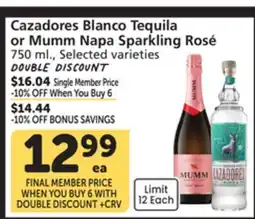 Albertsons Cazadores Blanco Tequila or Mumm Napa Sparkling Rosé offer