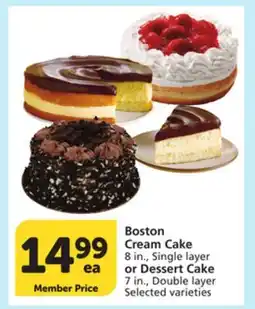 Albertsons Boston Cream Cake 8 in., Single layer or Dessert Cake 7 in., Double layer offer