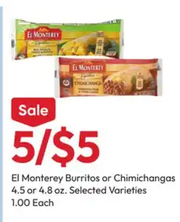 Stater Bros El Monterey Burritos or Chimichangas offer