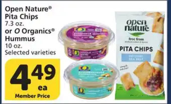 Albertsons Open Nature Pita Chips 7.3 oz. or O Organics Hummus 10 oz offer