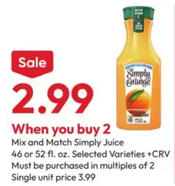 Stater Bros Simply Juice offer