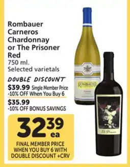 Albertsons Rombauer Carneros Chardonnay or The Prisoner Red offer