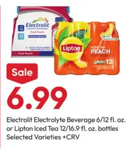Stater Bros Electrolit Electrolyte Beverage 6/12 fl. oz. or Lipton Iced Tea 12/16.9 fl. oz. bottles offer