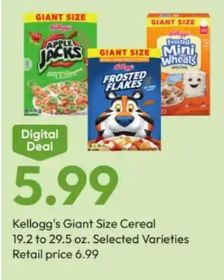 Stater Bros Kellogg's Giant Size Cereal offer