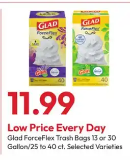 Stater Bros Glad ForceFlex Trash Bags 13 or 30 Gallon/25 to 40 ct offer