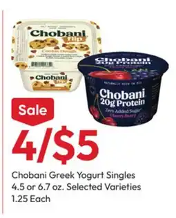 Stater Bros Chobani Greek Yogurt Singles offer