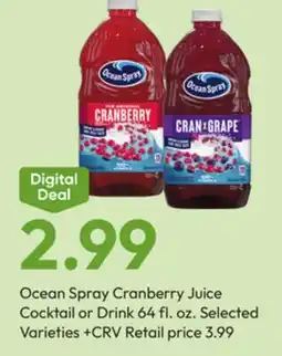 Stater Bros Ocean Spray Cranberry Juice Cocktail or Drink offer