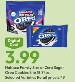 Stater Bros Nabisco Family Size or Zero Sugar Oreo Cookies offer