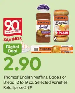 Stater Bros Thomas' English Muffins, Bagels or Bread offer