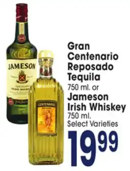Jewel-Osco Gran Centenario Reposado Tequila 750 ml or Jameson Irish Whiskey offer
