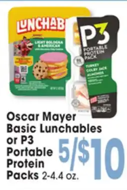 Jewel-Osco Oscar Mayer Basic Lunchables or P3 Portable Protein Packs offer