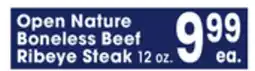 Jewel-Osco Open Nature Boneless Beef Ribeye Steak offer