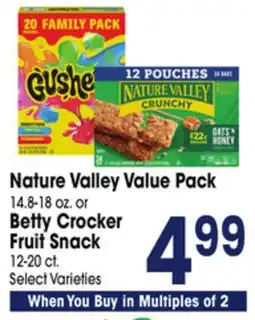 Jewel-Osco Nature Valley Value Pack 14.8-18 oz. or Betty Crocker Fruit Snack 12-20 ct offer