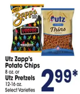 Jewel-Osco Utz Zapp's Potato Chips 8 oz. or Utz Pretzels 12-16 oz offer
