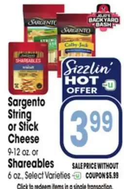 Jewel-Osco Sargento String or Stick Cheese 9-12 oz. or Shareables 6 oz offer