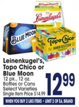 Jewel-Osco Leinenkugel's, Topo Chico or Blue Moon offer