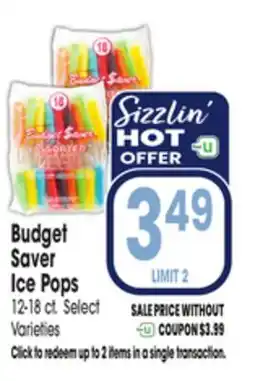 Jewel-Osco Budget Saver Ice Pops offer