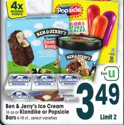 Jewel-Osco Ben & Jerry's Ice Cream or Klondike or Popsicle Bars offer