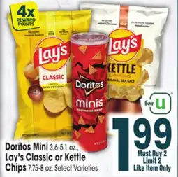 Jewel-Osco Doritos Mini 3.6-5.1 oz., Lay's Classic or Kettle Chips 7.75-8 oz offer