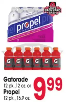 Jewel-Osco Gatorade 12 pk., 12 oz. or Propel 12 pk., 16.9 oz offer