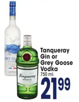Jewel-Osco Tanqueray Gin or Grey Goose Vodka offer