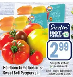Jewel-Osco Heirloom Tomatoes lb. or Sweet Bell Peppers 3 ct offer