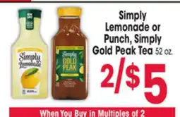 Jewel-Osco Simply Lemonade or Punch, Simply Gold Peak Tea offer