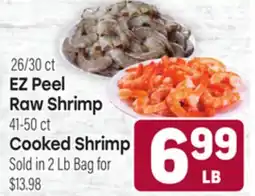 Tony’s Fresh Market 26/30 ct EZ Peel Raw Shrimp 41-50 ct Cooked Shrimp offer