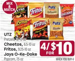 Tony’s Fresh Market UTZ Pretzels, Cheetos, Fritos or Jays O-Ke-Doke Popcorn offer