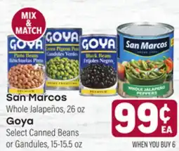 Tony’s Fresh Market San Marcos Whole Jalapeños, 26 oz Goya Select Canned Beans or Gandules, 15-15.5 oz offer
