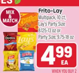 Tony’s Fresh Market Frito-Lay Multipack, 10 ct, Lay's Party Size 8.125-13 oz or Party Size, 9.75-18 oz offer