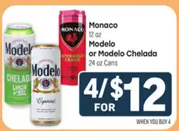 Tony’s Fresh Market Monaco 12 oz Modelo or Modelo Chelada 24 oz Cans offer