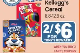 Tony’s Fresh Market Kellogg's Cereal offer