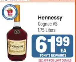 Tony’s Fresh Market Hennessy Cognac VS offer