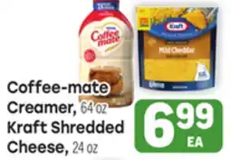 Tony’s Fresh Market Coffee-mate Creamer, 64 oz Kraft Shredded Cheese, 24 oz offer