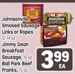 Tony’s Fresh Market Johnsonville Smoked Sausage Links or Ropes, Jimmy Dean Breakfast Sausage or Ball Park Beef Franks offer