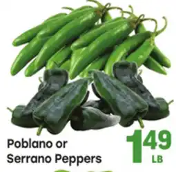 Tony’s Fresh Market Poblano or Serrano Peppers offer