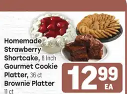 Tony’s Fresh Market Homemade Strawberry Shortcake, 8 Inch Gourmet Cookie Platter, 36 ct Brownie Platter, 11 ct offer