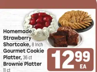 Tony’s Fresh Market Homemade Strawberry Shortcake, 8 Inch Gourmet Cookie Platter, 36 ct Brownie Platter, 11 ct offer