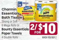 Tony’s Fresh Market Charmin Essentials Bath Tissue or Bounty Essentials Paper Towels offer