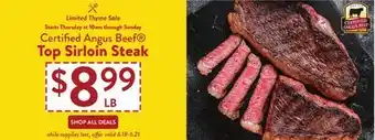 Fresh Thyme Certified Angus Beef Top Sirloin Steak offer