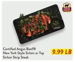Fresh Thyme Certified Angus Beef New York Style Sirloin or Top Sirloin Strip Steak offer