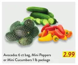 Fresh Thyme Avocados 6 ct bag, Mini Peppers or Mini Cucumbers 1 lb package offer