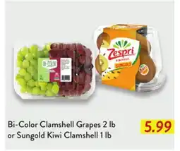 Fresh Thyme Bi-Color Clamshell Grapes 2 lb or Sungold Kiwi Clamshell 1 lb offer