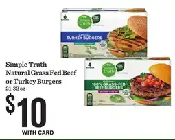 Mariano's Simple Truth Natural Grass Fed Beef or Turkey Burgers offer