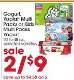 Giant Eagle Gogurt, Yoplait Multi Packs or Kids Multi Packs Yogurt offer