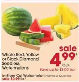 Giant Eagle Whole Red, Yellow or Black Diamond Seedless Watermelons offer