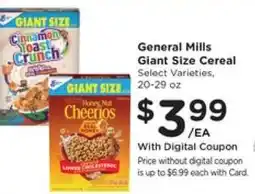Kroger General Mills Giant Size Cereal offer